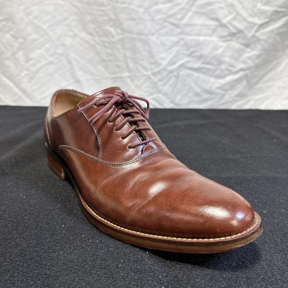 Cole Haan Men's 9.5M C12848 Brown Leather Lace Up Oxfords Dress Shoes